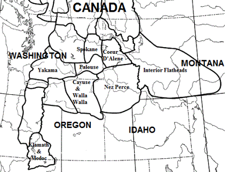 Map showing Plateau Indian Tribes