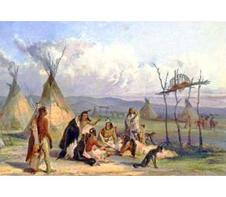 Sioux Native American Indian Tribe and their tepees